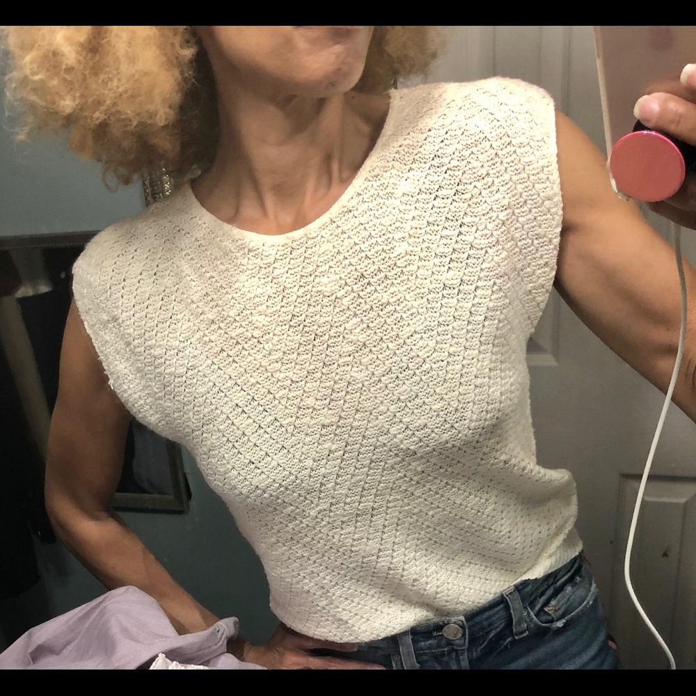 Vtg David Brett dolman sweater top vest chevron XS